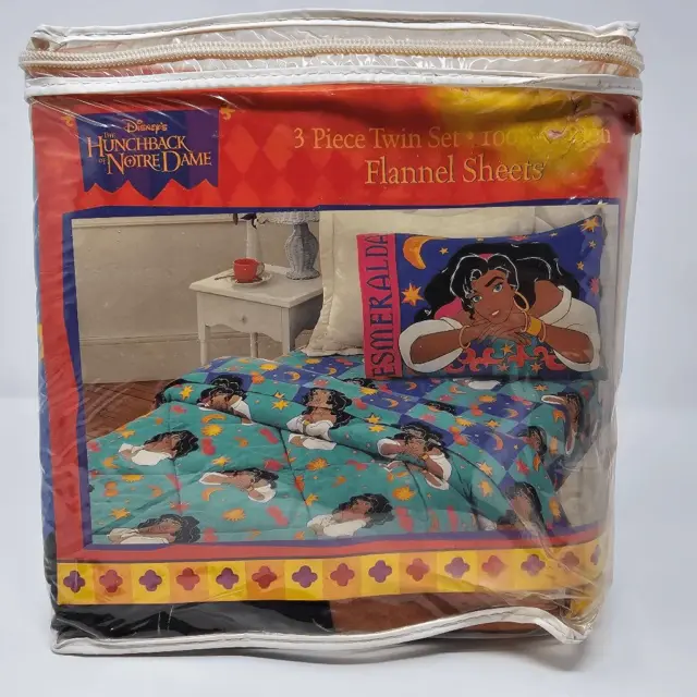Disney Esmeralda Hunchback Of Notre Dame 3 Piece Twin Flannel Sheet Set Nos Read