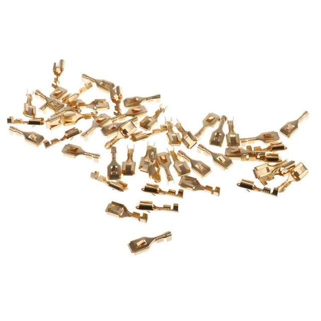 100 pz terminali maschio + femmina 6,3 mm ottone rame crimpare connettori vanga filo