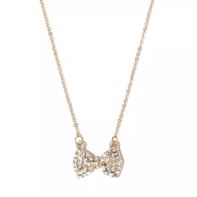 Jules Smith Gold Plated Bowtie Necklace W/Pave Stones