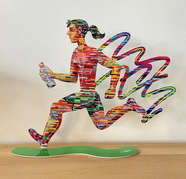 Arte pop Escultura de metal Deportes "Jogger woman" de DAVID GERSTEIN