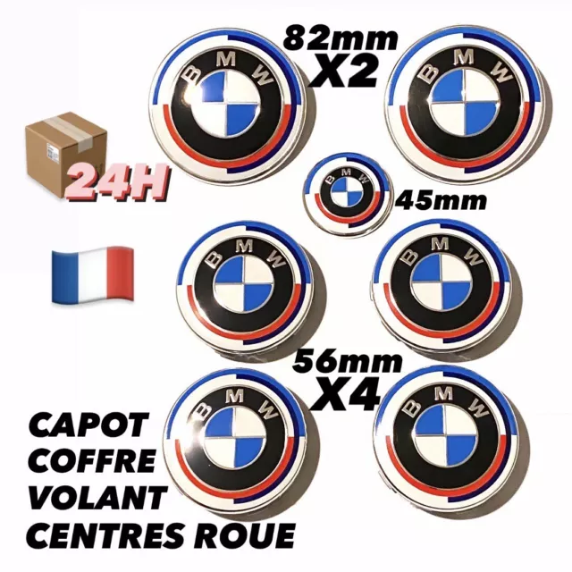 Pack 7 logos BMW M 50e anniversaire Capot Coffre Roues Volant 50eme 50 ans badge 2