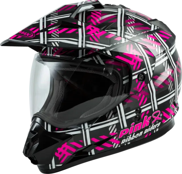 Gmax Gm-11 Dual-Sport Pink Ribbon Riders Helmet Black/Pink Xs