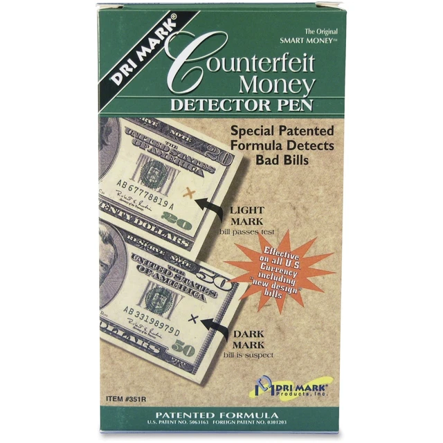 Dri Mark Counterfeit Detector Pens, 12/DZ, Black