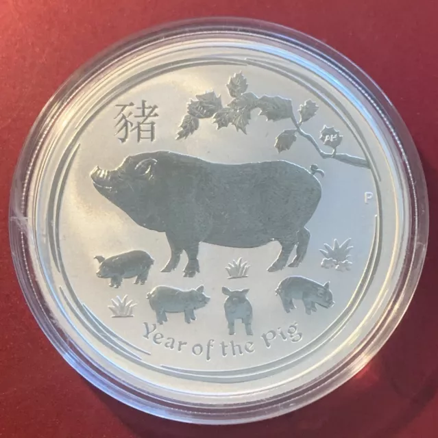 2019 Lunar Year of the Pig 1 oz Fine Silver Coin from the Perth Mint.