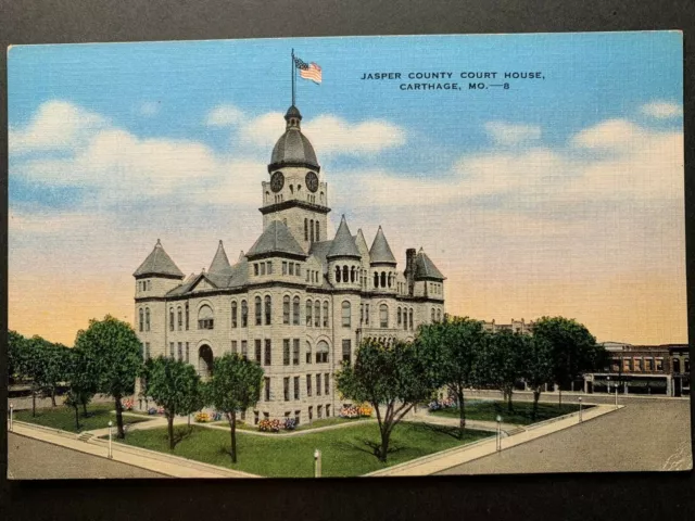 Postcard Carthage MO - Jasper County Court House