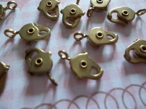Lobster Clasps - Solid Raw Brass - Ice Pick Style - 10mm Size Lead Free - Qty 12