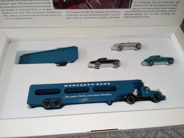 4X Wiking H0 1:87 24 845 Möbellastzug MB L 2500 Marotzke Mint+Box