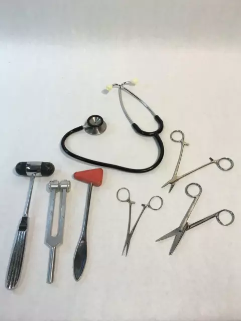 7 pc Lot of Reflex Percussion Medical Diagnostic Tools Knee Hammer Stethoscope