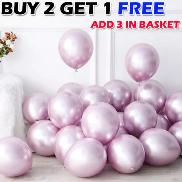 5" 10" 100 CHROME BALLOONS METALLIC LATEX PEARL Helium Baloons Birthday Party UK