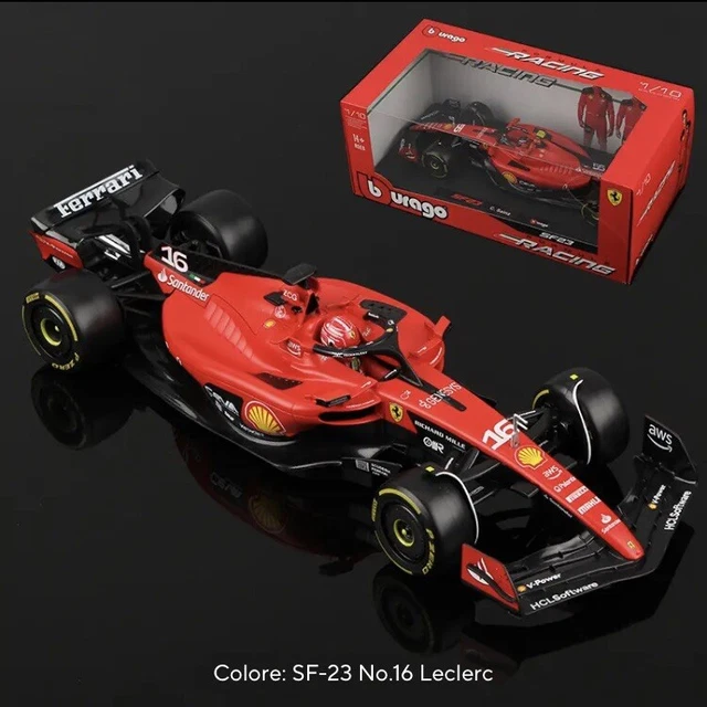 Ferrari SF-23 Carlos Sainz Nr 55 Saison 2023 Formule 1 F1 - échelle 1/24 23cm Modèle Voiture avec figure du pilote DieCast Bburago 18-26809-55