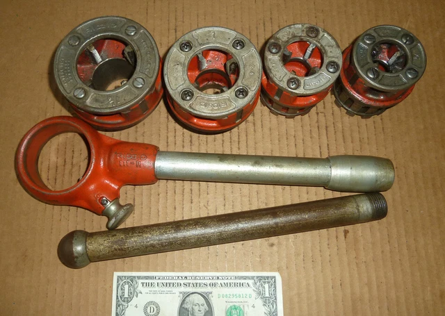 Vintage RIDGID 111-R Pipe Threader,Stock & 4 Die,1-1/4,1,3/4,1/2,Old Plumber Too