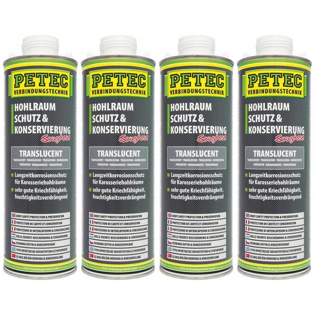 Petec Hohlraum Schutz & Konservierung 4x 1000ml Unterbodenschutz Unterbodenwachs