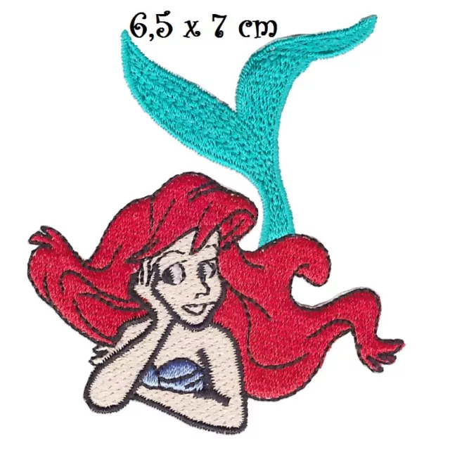 ÉCUSSON PATCH Petite Sirène Ariel * 6,5 x 7 cm * APPLIQUE BRODÉE THERMOCOLLANTE