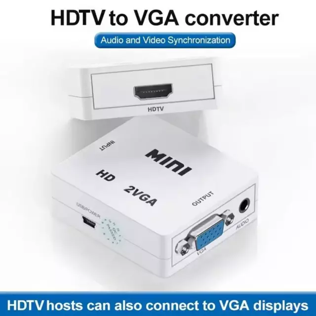 Mini HDMI kompatibel Zu VGA Konverter Box Digital Zu Analog Audio Video Adapter,