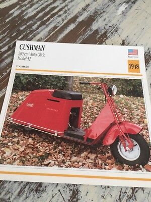 CM3 Cushman 200 cm3 Auto-Glide Modello 52 1948 Scooter Mappa Motocicletta Collezione 