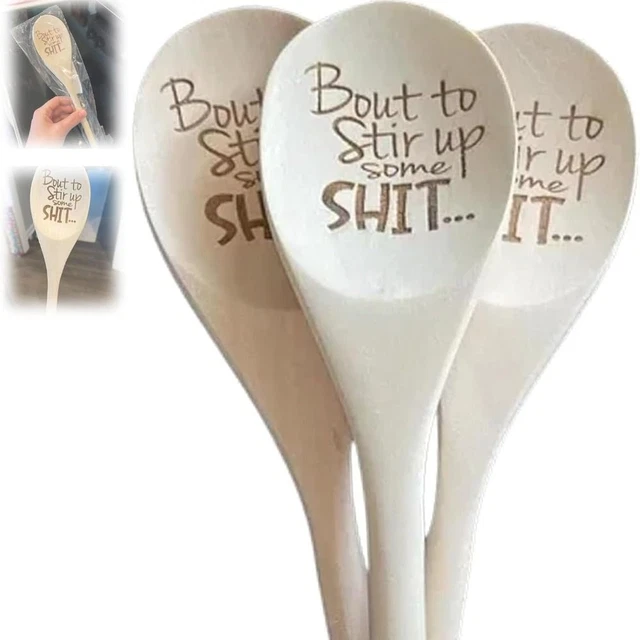 Carved Funny Spoons Bout to Stir Up Some Shit Coffee Spoon Funny Wooden Spoon