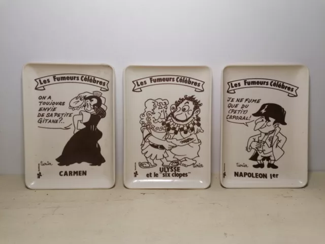 Lot de 3 Cendriers Vintage en Plastique Claude Turier