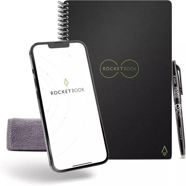 Rocketbook Core Wiederverwendbares Digitales Notizbuch - Executive A5 Schwarz -