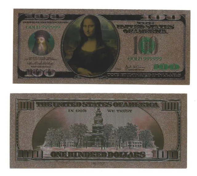 Da Vinci MONA LISA - One Hundred US Dollar Gold Fantasy Banknote