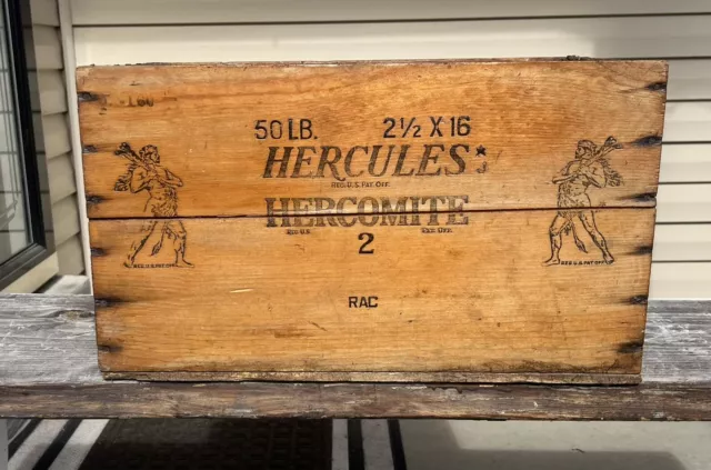 Vintage Hercules Powder Hercomite High Explosives Dangerous Wood Crate I.C.C.-14