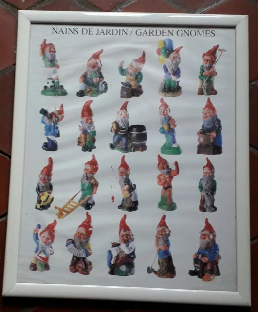 Affiche Nains de Jardin / Garden Gnomes / Montage sur cadre – 54 x 44 cm