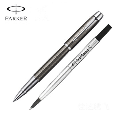 Excellent Parker IM Rollerball Pen Metal Grey Grid With 0.5mm Ink Black Refills
