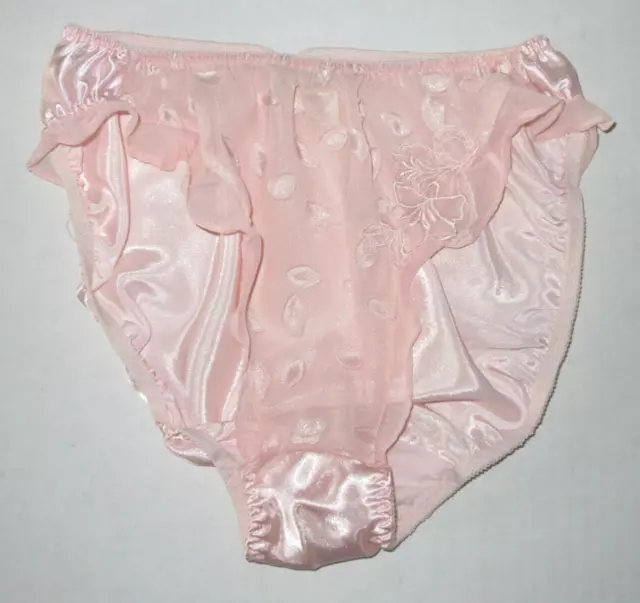 Vintage Victorias Secret Second Skin Satin & Chiffon Panties Size Small 5 Pink