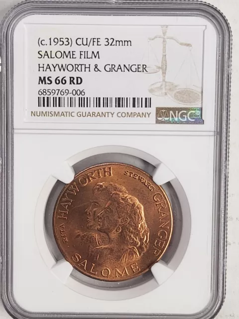 1953 Salome Film Rita Hayworth & Stewart Granger Medal NGC MS 66 RD