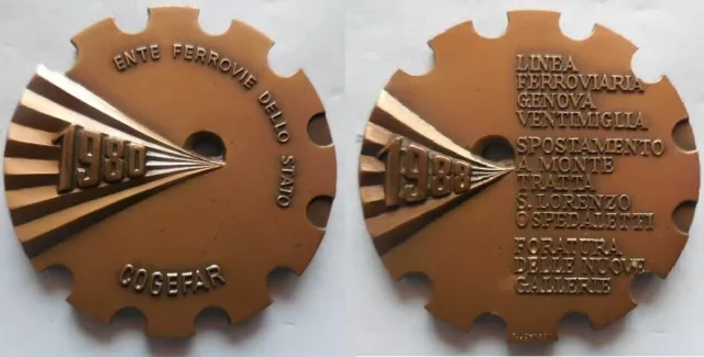 Médaille de la ligne de chemin de fer Gênes Vintimille 1988 train 60mm