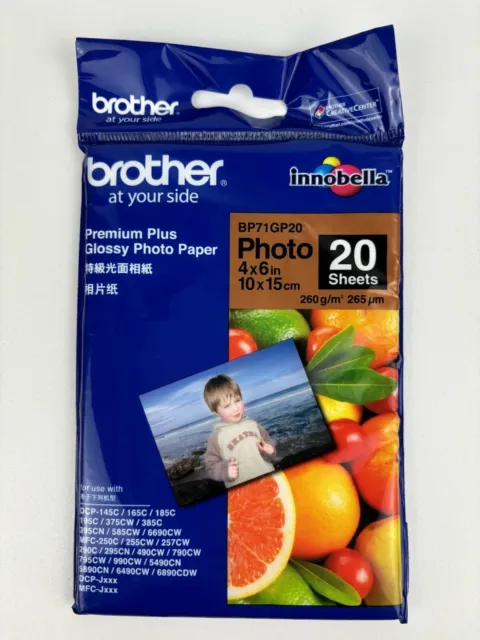 Brother Premium Plus Glossy Photo Paper - 20 Sheets 10 x 15cm 4 x 6 in Free Post