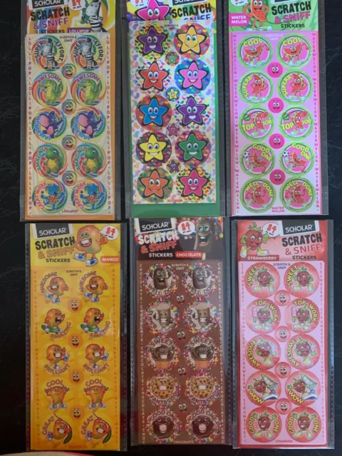 1x Packet Brand New Novelty Stickers Smelly Scratch and Sniff. Various Designs.