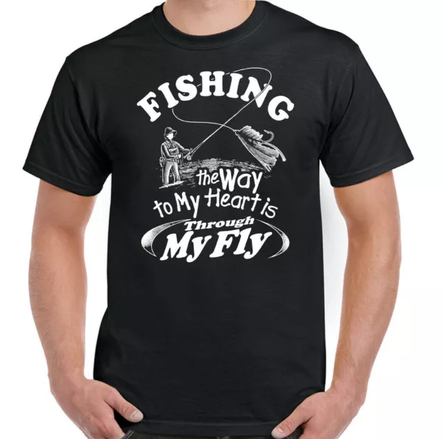 Fishing T-Shirt Fisherman Through My Fly Mens Funny Angler Rod Reel Tackle Top