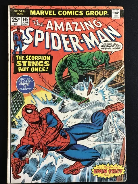 The Amazing Spider-Man #145 Marvel Comics 1st Print Bronze Age 1975 Good/VG