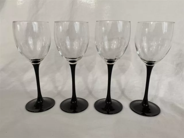 4 Cristal D'Arques Durand DOMINO SIGNATURE BLACK 7 3/4" Claret Wine Stem/Glasses
