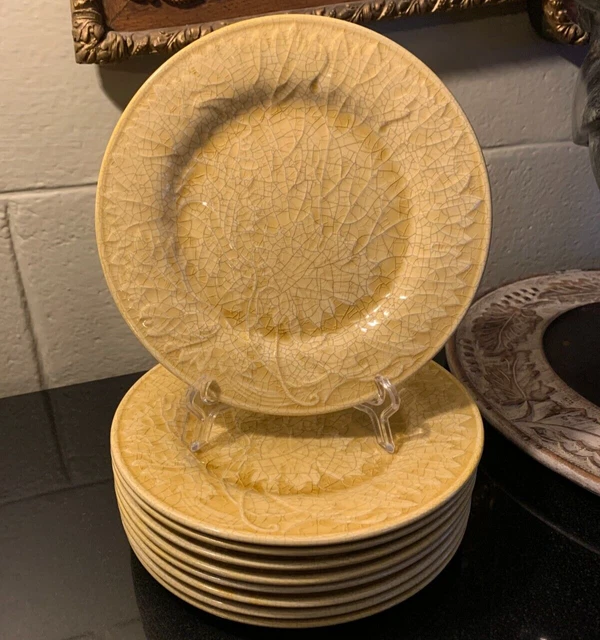 9 Charolles Majolica 7 7/8"  Salad Plates Yellow with a Crackle Glaze France