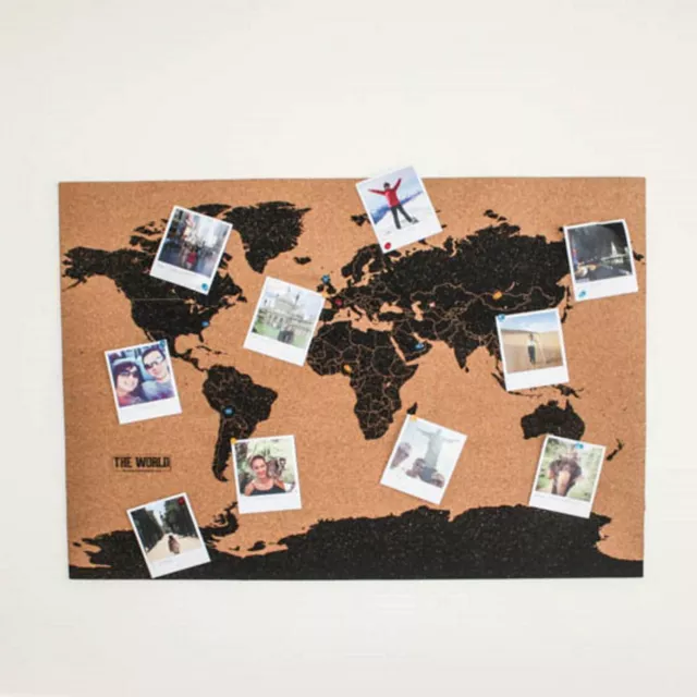 World Travel Map Poster Corkboard Style Wall Art Home Decor Gift Travel Plans