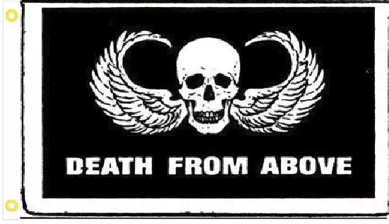 3x5FT AIRBORNE DEATH FROM ABOVE ARMY MILITARY TACTICAL 100D BLACK FLAG