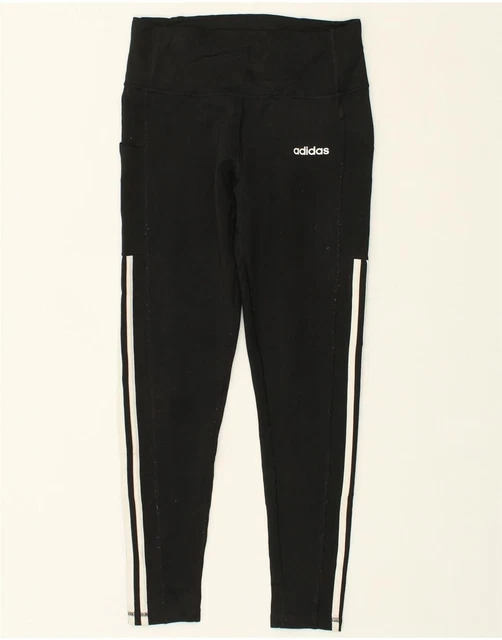 ADIDAS Womens Leggings UK 12-14 Medium Black Polyester RR13