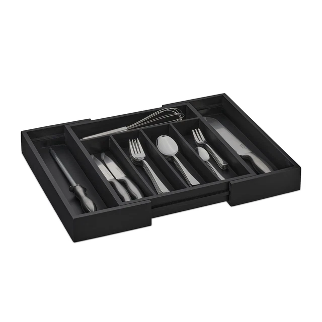 Royalty Art Scatola portaoggetti in argento fine con cassetto estraibile, 38 x 28 cm, grande organizer da cucina per posate e utensili, decorazione per la casa (piccolo