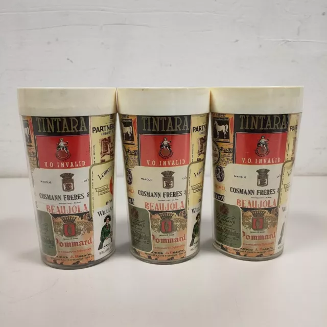 3 Bicchieri Pubblicitari in Plastica Vintage Anni '70