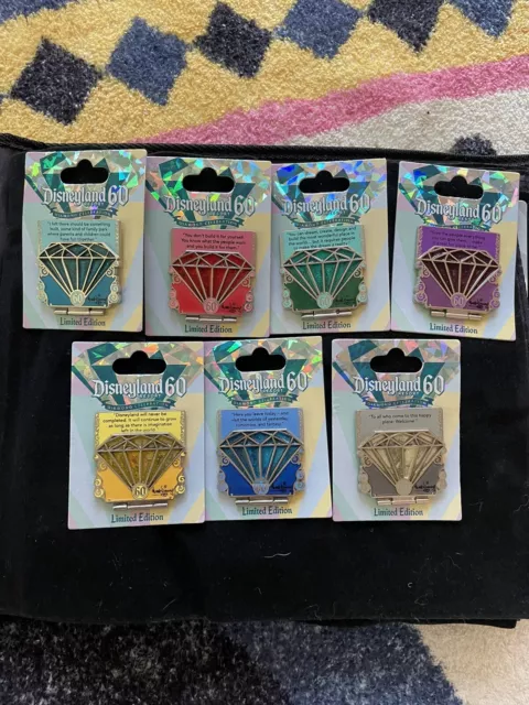 Disneyland Diamond Pin Set 60Th Anniversary Countdown Complete Set Of 7 Pins
