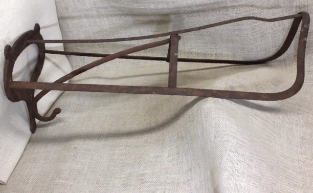 Old Saddle Rack Holder Reversed Bracket Rustic Iron English Style Rust Barn Find