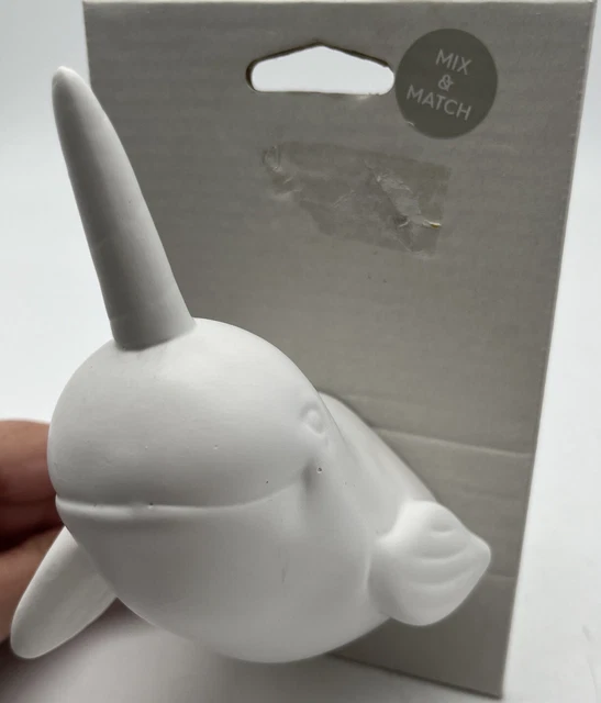 Narwhal Wall Hook Ceramic Tusk Faux Taxidermy Nursery Kitsch