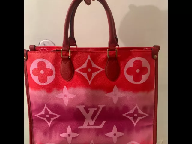 Louis Vuitton Red Tie Dye Monogram Escale Onthego GM 2Way Tote Bag Leather  ref.485789 - Joli Closet