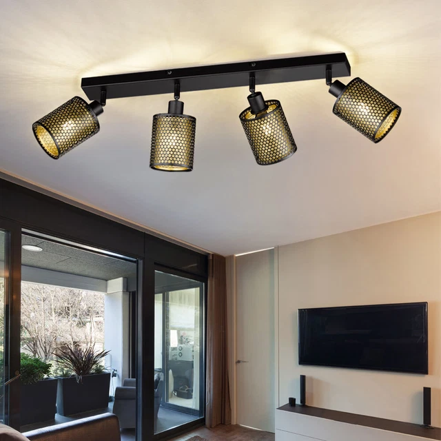 Spot De Plafond 6 Ampoules GU10 - Plafonnier Pivotant Blanc Moderne Pour Salon/Cuisine