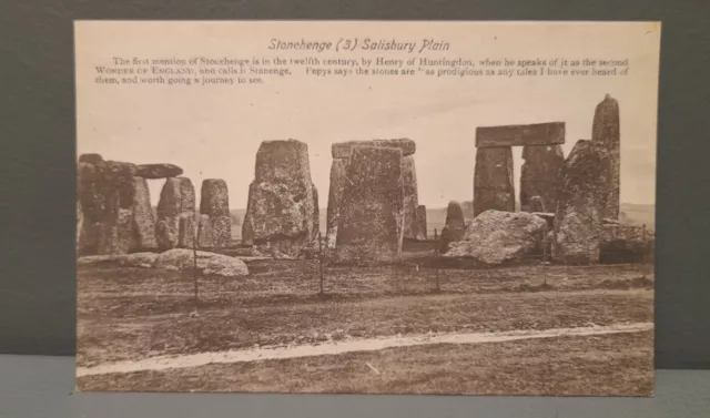 Vintage Stonehenge Curiosity 1920s postcard  Salisbury Plain Wiltshire Gift Idea