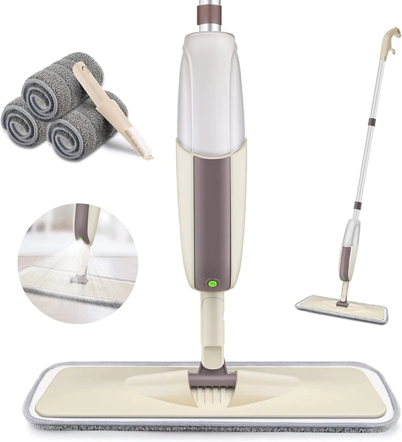 Trapeador de pulverización para limpieza de pisos, fregona de piso HOMTOYOU con botella recargable y 3
