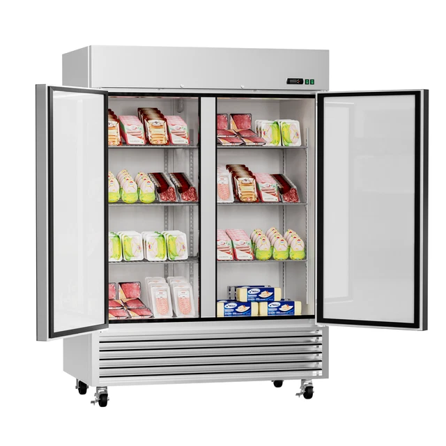 Commercial Reach In Refrigerator Stainless Steel 2 Solid Door Cooler Upright New