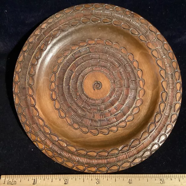 Vintage Wooden Hand Carved Decorative Wall Plate 6"