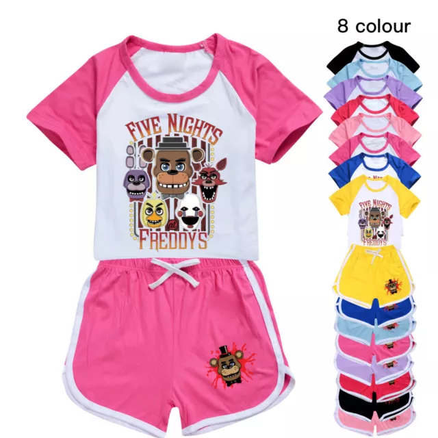 Kids Five Nights at Freddy' Short Outfits T-shirt Top Pants Loungewear Tracksuit